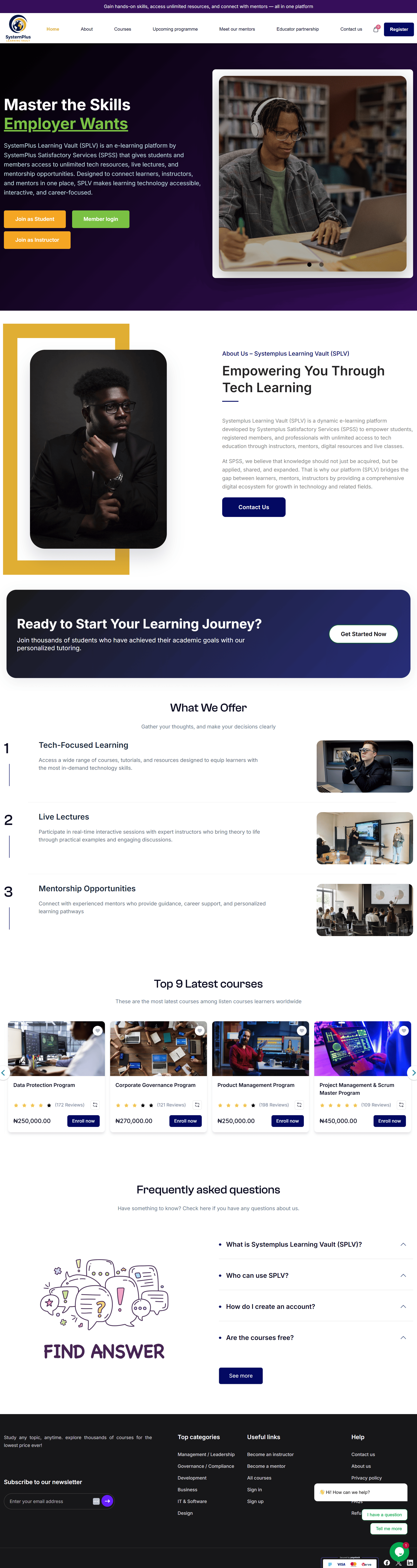 E-commerce homepage